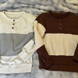 Colorblock Henley Sweatshirts